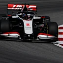 BARCELONA, SPAIN - AUGUST 14: Romain Grosjean of France driving the (8) Haas F1 Team VF-20 Ferrari on track during practice for the F1 Grand Prix of Spain at Circuit de Barcelona-Catalunya on August 14, 2020 in Barcelona, Spain. (Photo by Rudy Carezzevoli/Getty Images)