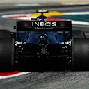 BARCELONA, SPAIN - AUGUST 14: Valtteri Bottas of Finland driving the (77) Mercedes AMG Petronas F1 Team Mercedes W11 on track during practice for the F1 Grand Prix of Spain at Circuit de Barcelona-Catalunya on August 14, 2020 in Barcelona, Spain. (Photo by Albert Gea/Pool via Getty Images)