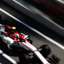 BARCELONA, SPAIN - AUGUST 15: Antonio Giovinazzi of Italy driving the (99) Alfa Romeo Racing C39 Ferrari in the pit lane during final practice for the F1 Grand Prix of Spain at Circuit de Barcelona-Catalunya on August 15, 2020 in Barcelona, Spain. (Photo by Mario Renzi - Formula 1/Formula 1 via Getty Images)