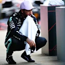 BARCELONA, SPAIN - AUGUST 16: Race winner Lewis Hamilton of Great Britain and Mercedes GP reacts in parc ferme during the F1 Grand Prix of Spain at Circuit de Barcelona-Catalunya on August 16, 2020 in Barcelona, Spain. (Photo by Peter Fox/Getty Images)