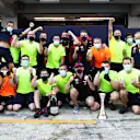 BARCELONA, SPAIN - AUGUST 16: Second placed Max Verstappen of Netherlands and Red Bull Racing celebrates with his team after the F1 Grand Prix of Spain at Circuit de Barcelona-Catalunya on August 16, 2020 in Barcelona, Spain. (Photo by Mark Thompson/Getty Images)
