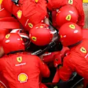 BARCELONA, SPAIN - AUGUST 16: Charles Leclerc of Monaco driving the (16) Scuderia Ferrari SF1000 stops in the pitlane before retiring during the F1 Grand Prix of Spain at Circuit de Barcelona-Catalunya on August 16, 2020 in Barcelona, Spain. (Photo by Dan Istitene - Formula 1/Formula 1 via Getty Images)