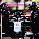 BARCELONA, SPAIN - AUGUST 16: Romain Grosjean of France driving the (8) Haas F1 Team VF-20 Ferrari in the Pitlane during the F1 Grand Prix of Spain at Circuit de Barcelona-Catalunya on August 16, 2020 in Barcelona, Spain. (Photo by Mario Renzi - Formula 1/Formula 1 via Getty Images)