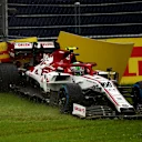 SPIELBERG, AUSTRIA - JULY 11: Antonio Giovinazzi of Italy driving the (99) Alfa Romeo Racing C39 Ferrari crashes during qualifying for the Formula One Grand Prix of Styria at Red Bull Ring on July 11, 2020 in Spielberg, Austria. (Photo by Bryn Lennon/Getty Images)