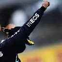 SPIELBERG, AUSTRIA - JULY 12: Race winner Lewis Hamilton of Great Britain and Mercedes GP celebrates on the podium during the Formula One Grand Prix of Styria at Red Bull Ring on July 12, 2020 in Spielberg, Austria. (Photo by Mario Renzi - Formula 1/Formula 1 via Getty Images)