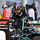 SPIELBERG, AUSTRIA - JULY 12: Lewis Hamilton of Great Britain and Mercedes GP celebrates in parc ferme after winning the Formula One Grand Prix of Styria at Red Bull Ring on July 12, 2020 in Spielberg, Austria. (Photo by Clive Mason - Formula 1/Formula 1 via Getty Images)