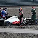 ISTANBUL, TURKEY - NOVEMBER 14: Romain Grosjean of France driving the (8) Haas F1 Team VF-20 Ferrari stops in the gravel during qualifying ahead of the F1 Grand Prix of Turkey at Intercity Istanbul Park on November 14, 2020 in Istanbul, Turkey. (Photo by Dan Istitene - Formula 1/Formula 1 via Getty Images)