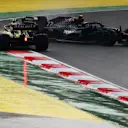 ISTANBUL, TURKEY - NOVEMBER 15: Valtteri Bottas of Finland driving the (77) Mercedes AMG Petronas F1 Team Mercedes W11 and Esteban Ocon of France driving the (31) Renault Sport Formula One Team RS20 spin off at the first corner at the start of the race during the F1 Grand Prix of Turkey at Intercity Istanbul Park on November 15, 2020 in Istanbul, Turkey. (Photo by Clive Mason/Getty Images)