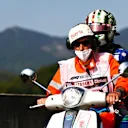 SCARPERIA, ITALY - SEPTEMBER 11: Lando Norris of Great Britain and McLaren F1 is taken back to the garage during practice ahead of the F1 Grand Prix of Tuscany at Mugello Circuit on September 11, 2020 in Scarperia, Italy. (Photo by Dan Istitene - Formula 1/Formula 1 via Getty Images)