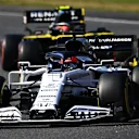 SCARPERIA, ITALY - SEPTEMBER 13: Daniil Kvyat of Russia driving the (26) Scuderia AlphaTauri AT01 Honda leads Esteban Ocon of France driving the (31) Renault Sport Formula One Team RS20 during the F1 Grand Prix of Tuscany at Mugello Circuit on September 13, 2020 in Scarperia, Italy. (Photo by Clive Mason - Formula 1/Formula 1 via Getty Images)