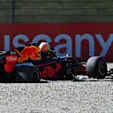 SCARPERIA, ITALY - SEPTEMBER 13: Max Verstappen of Netherlands and Red Bull Racing climbs out of his car after a collision during the F1 Grand Prix of Tuscany at Mugello Circuit on September 13, 2020 in Scarperia, Italy. (Photo by Clive Mason - Formula 1/Formula 1 via Getty Images)