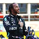 SCARPERIA, ITALY - SEPTEMBER 13: Race winner Lewis Hamilton of Great Britain and Mercedes GP celebrates in parc ferme during the F1 Grand Prix of Tuscany at Mugello Circuit on September 13, 2020 in Scarperia, Italy. (Photo by Bryn Lennon/Getty Images)