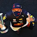 SCARPERIA, ITALY - SEPTEMBER 13: Third placed Alexander Albon of Thailand and Red Bull Racing celebrates after the F1 Grand Prix of Tuscany at Mugello Circuit on September 13, 2020 in Scarperia, Italy. (Photo by Mark Thompson/Getty Images)