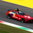 SCARPERIA, ITALY - SEPTEMBER 10: The FIA Safety Car drives on track during previews ahead of the F1