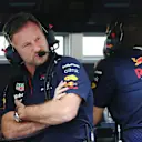 ABU DHABI, UNITED ARAB EMIRATES - DECEMBER 10: Red Bull Racing Team Principal Christian Horner looks on from the pitwall during practice ahead of the F1 Grand Prix of Abu Dhabi at Yas Marina Circuit on December 10, 2021 in Abu Dhabi, United Arab Emirates. (Photo by Clive Rose/Getty Images)