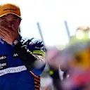 SPIELBERG, AUSTRIA - JULY 03: Second place qualifier Lando Norris of Great Britain and McLaren F1 celebrates in parc ferme during qualifying ahead of the F1 Grand Prix of Austria at Red Bull Ring on July 03, 2021 in Spielberg, Austria. (Photo by Mario Renzi - Formula 1/Formula 1 via Getty Images)