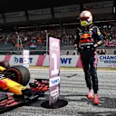 SPIELBERG, AUSTRIA - JULY 03: Pole position qualifier Max Verstappen of Netherlands and Red Bull Racing celebrates in parc ferme during qualifying ahead of the F1 Grand Prix of Austria at Red Bull Ring on July 03, 2021 in Spielberg, Austria. (Photo by Mark Thompson/Getty Images)