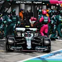 SPIELBERG, AUSTRIA - JULY 04: Sebastian Vettel of Germany driving the (5) Aston Martin AMR21 Mercedes makes a pitstop during the F1 Grand Prix of Austria at Red Bull Ring on July 04, 2021 in Spielberg, Austria. (Photo by Peter Fox/Getty Images)