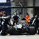 SPIELBERG, AUSTRIA - JULY 04: Nicholas Latifi of Canada driving the (6) Williams Racing FW43B Mercedes makes a pitstop during the F1 Grand Prix of Austria at Red Bull Ring on July 04, 2021 in Spielberg, Austria. (Photo by Peter Fox/Getty Images)