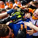 SPIELBERG, AUSTRIA - JULY 04: Third placed Lando Norris of Great Britain and McLaren F1 celebrates in parc ferme during the F1 Grand Prix of Austria at Red Bull Ring on July 04, 2021 in Spielberg, Austria. (Photo by Christian Bruna - Pool/Getty Images)