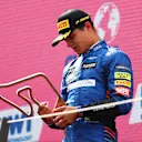 SPIELBERG, AUSTRIA - JULY 04: Third placed Lando Norris of Great Britain and McLaren F1 celebrates on the podium during the F1 Grand Prix of Austria at Red Bull Ring on July 04, 2021 in Spielberg, Austria. (Photo by Clive Rose/Getty Images)