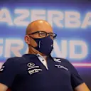 BAKU, AZERBAIJAN - JUNE 04: Williams Team Principal Simon Roberts talks in the Team Principals Press Conference during practice ahead of the F1 Grand Prix of Azerbaijan at Baku City Circuit on June 04, 2021 in Baku, Azerbaijan. (Photo by Maxim Shemetov - Pool/Getty Images)