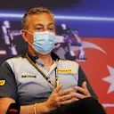 BAKU, AZERBAIJAN - JUNE 04: Director of Pirelli F1 Mario Isola talks in the Team Principals Press Conference during practice ahead of the F1 Grand Prix of Azerbaijan at Baku City Circuit on June 04, 2021 in Baku, Azerbaijan. (Photo by Maxim Shemetov - Pool/Getty Images)