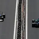 BAKU, AZERBAIJAN - JUNE 05: Nicholas Latifi of Canada driving the (6) Williams Racing FW43B Mercedes and Lance Stroll of Canada driving the (18) Aston Martin AMR21 Mercedes on track during final practice ahead of the F1 Grand Prix of Azerbaijan at Baku City Circuit on June 05, 2021 in Baku, Azerbaijan. (Photo by Dan Mullan - Formula 1/Formula 1 via Getty Images)