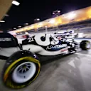 BAHRAIN, BAHRAIN - MARCH 27: Yuki Tsunoda of Japan driving the (22) Scuderia AlphaTauri AT02 Honda leaves the garage during qualifying ahead of the F1 Grand Prix of Bahrain at Bahrain International Circuit on March 27, 2021 in Bahrain, Bahrain. (Photo by Peter Fox/Getty Images)