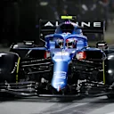 BAHRAIN, BAHRAIN - MARCH 28: Esteban Ocon of France driving the (31) Alpine A521 Renault leaves the pitlane during the F1 Grand Prix of Bahrain at Bahrain International Circuit on March 28, 2021 in Bahrain, Bahrain. (Photo by Peter Fox/Getty Images)
