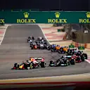 BAHRAIN, BAHRAIN - MARCH 28:  Max Verstappen of the Netherlands driving the (33) Red Bull Racing RB16B Honda leads Lewis Hamilton of Great Britain driving the (44) Mercedes AMG Petronas F1 Team Mercedes W12 and Charles Leclerc of Monaco driving the (16) Scuderia Ferrari SF21  during the F1 Grand Prix of Bahrain at Bahrain International Circuit on March 28, 2021 in Bahrain, Bahrain. (Photo by Dan Istitene - Formula 1/Formula 1 via Getty Images)