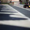 Perez heads down the pitlane on his way out on track