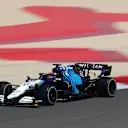 George Russell got behind the wheel for the first time at this test on Sunday morning