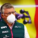 SPA, BELGIUM - AUGUST 27: Otmar Szafnauer, Team Principal and Chief Executive Officer of Aston Martin F1 Team talks in the Team Principals Press Conference during practice ahead of the F1 Grand Prix of Belgium at Circuit de Spa-Francorchamps on August 27, 2021 in Spa, Belgium. (Photo by Dan Istitene/Getty Images)