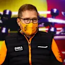 SPA, BELGIUM - AUGUST 27: McLaren Team Principal Andreas Seidl talks in the Team Principals Press Conference during practice ahead of the F1 Grand Prix of Belgium at Circuit de Spa-Francorchamps on August 27, 2021 in Spa, Belgium. (Photo by Dan Istitene/Getty Images)