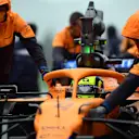 SPA, BELGIUM - AUGUST 29: Lando Norris of Great Britain and McLaren F1 prepares to drive on the grid prior to the F1 Grand Prix of Belgium at Circuit de Spa-Francorchamps on August 29, 2021 in Spa, Belgium. (Photo by Mario Renzi - Formula 1/Formula 1 via Getty Images)