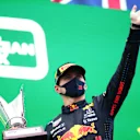 SPA, BELGIUM - AUGUST 29: Race winner Max Verstappen of Netherlands and Red Bull Racing celebrates on the podium during the F1 Grand Prix of Belgium at Circuit de Spa-Francorchamps on August 29, 2021 in Spa, Belgium. (Photo by Peter Fox/Getty Images)