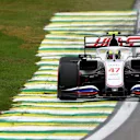 SAO PAULO, BRAZIL - NOVEMBER 12: Mick Schumacher of Germany driving the (47) Haas F1 Team VF-21 Ferrari during practice ahead of the F1 Grand Prix of Brazil at Autodromo Jose Carlos Pace on November 12, 2021 in Sao Paulo, Brazil. (Photo by Bryn Lennon - Formula 1/Formula 1 via Getty Images)