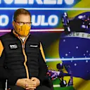 SAO PAULO, BRAZIL - NOVEMBER 12: McLaren Team Principal Andreas Seidl talks in the Team Principals Press Conference after practice ahead of the F1 Grand Prix of Brazil at Autodromo Jose Carlos Pace on November 12, 2021 in Sao Paulo, Brazil. (Photo by Clive Mason/Getty Images)