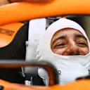 SAO PAULO, BRAZIL - NOVEMBER 12: Daniel Ricciardo of Australia and McLaren F1 prepares to drive in the garage during practice ahead of the F1 Grand Prix of Brazil at Autodromo Jose Carlos Pace on November 12, 2021 in Sao Paulo, Brazil. (Photo by Clive Mason - Formula 1/Formula 1 via Getty Images)