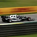 SAO PAULO, BRAZIL - NOVEMBER 12: Pierre Gasly of France driving the (10) Scuderia AlphaTauri AT02 Honda during qualifying ahead of the F1 Grand Prix of Brazil at Autodromo Jose Carlos Pace on November 12, 2021 in Sao Paulo, Brazil. (Photo by Buda Mendes/Getty Images)