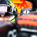 SAO PAULO, BRAZIL - NOVEMBER 13: Sergio Perez of Mexico and Red Bull Racing prepares to drive in the garage before the sprint ahead of the F1 Grand Prix of Brazil at Autodromo Jose Carlos Pace on November 13, 2021 in Sao Paulo, Brazil. (Photo by Mark Thompson/Getty Images)