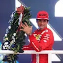 SAO PAULO, BRAZIL - NOVEMBER 13: Third placed Carlos Sainz of Spain and Ferrari celebrates after the sprint ahead of the F1 Grand Prix of Brazil at Autodromo Jose Carlos Pace on November 13, 2021 in Sao Paulo, Brazil. (Photo by Lars Baron/Getty Images)