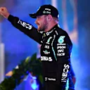 SAO PAULO, BRAZIL - NOVEMBER 13: Sprint winner Valtteri Bottas of Finland and Mercedes GP celebrates after the sprint ahead of the F1 Grand Prix of Brazil at Autodromo Jose Carlos Pace on November 13, 2021 in Sao Paulo, Brazil. (Photo by Mario Renzi - Formula 1/Formula 1 via Getty Images)