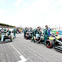 SAO PAULO, BRAZIL - NOVEMBER 13: Lance Stroll of Canada and Aston Martin F1 Team and Sebastian Vettel of Germany and Aston Martin F1 Team take their positions on the grid prior to the sprint ahead of the F1 Grand Prix of Brazil at Autodromo Jose Carlos Pace on November 13, 2021 in Sao Paulo, Brazil. (Photo by Mark Thompson/Getty Images)