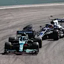 SAO PAULO, BRAZIL - NOVEMBER 14: Yuki Tsunoda of Japan driving the (22) Scuderia AlphaTauri AT02 Honda collides with Lance Stroll of Canada driving the (18) Aston Martin AMR21 Mercedes during the F1 Grand Prix of Brazil at Autodromo Jose Carlos Pace on November 14, 2021 in Sao Paulo, Brazil. (Photo by Bryn Lennon - Formula 1/Formula 1 via Getty Images)