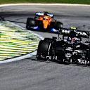 SAO PAULO, BRAZIL - NOVEMBER 14: Pierre Gasly of France driving the (10) Scuderia AlphaTauri AT02 Honda during the F1 Grand Prix of Brazil at Autodromo Jose Carlos Pace on November 14, 2021 in Sao Paulo, Brazil. (Photo by Buda Mendes/Getty Images)