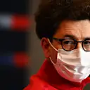 IMOLA, ITALY - APRIL 16: Scuderia Ferrari Team Principal Mattia Binotto talks in the Team Principals Press Conference during practice ahead of the F1 Grand Prix of Emilia Romagna at Autodromo Enzo e Dino Ferrari on April 16, 2021 in Imola, Italy. (Photo by Clive Mason/Getty Images)