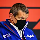 IMOLA, ITALY - APRIL 16: Haas F1 Team Principal Guenther Steiner talks in the Team Principals Press Conference during practice ahead of the F1 Grand Prix of Emilia Romagna at Autodromo Enzo e Dino Ferrari on April 16, 2021 in Imola, Italy. (Photo by Clive Mason/Getty Images)