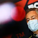 IMOLA, ITALY - APRIL 16: Director of Pirelli F1 Mario Isola talks in the Team Principals Press Conference during practice ahead of the F1 Grand Prix of Emilia Romagna at Autodromo Enzo e Dino Ferrari on April 16, 2021 in Imola, Italy. (Photo by Clive Mason/Getty Images)